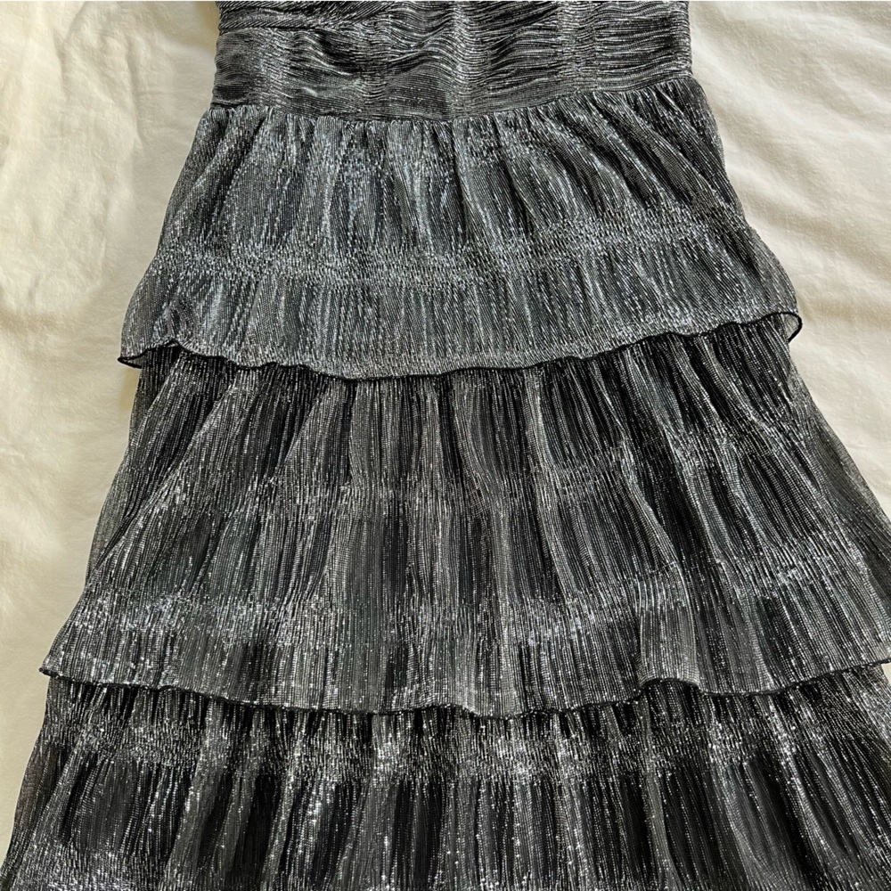 Dynamite Sparkly Silver Ruffle Mini-Dress - Picture 6 of 6